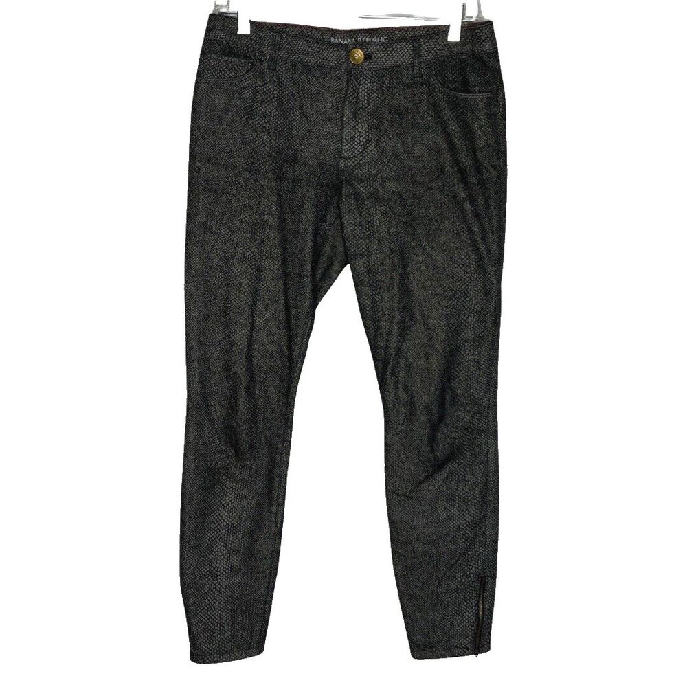 Banana Republic Jeans Womens 6 29" Skinny Leg Black Gray Snake Print Rocker Edgy